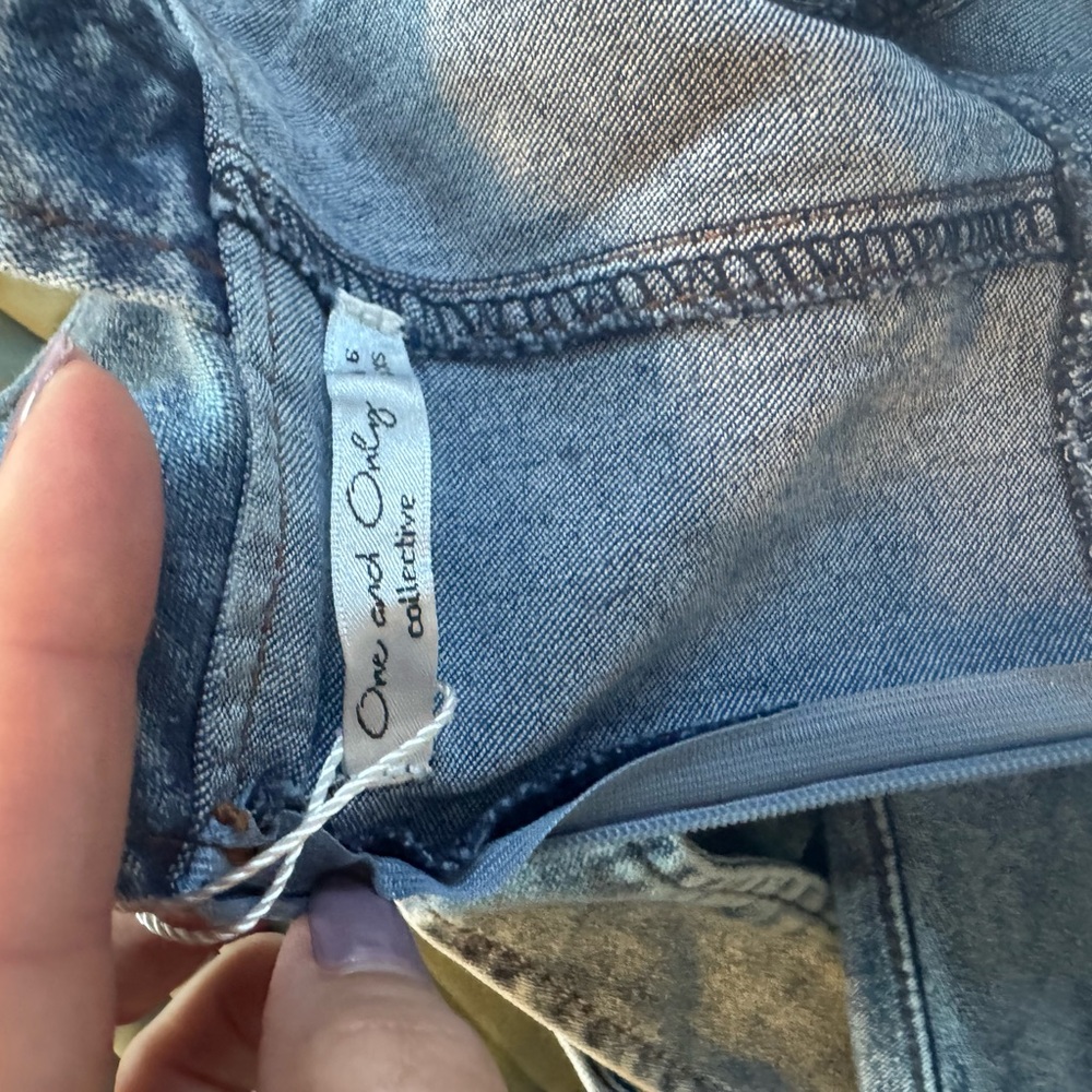 Women's Washed Blue Denim Mini Dress- Casual Everyday Style - Picture 2 of 13